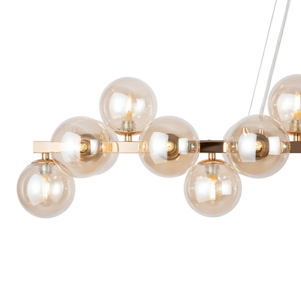 Lampadari Moderni-Maytoni lampadario dallas per soggiorno oro sfere di vetro ambra