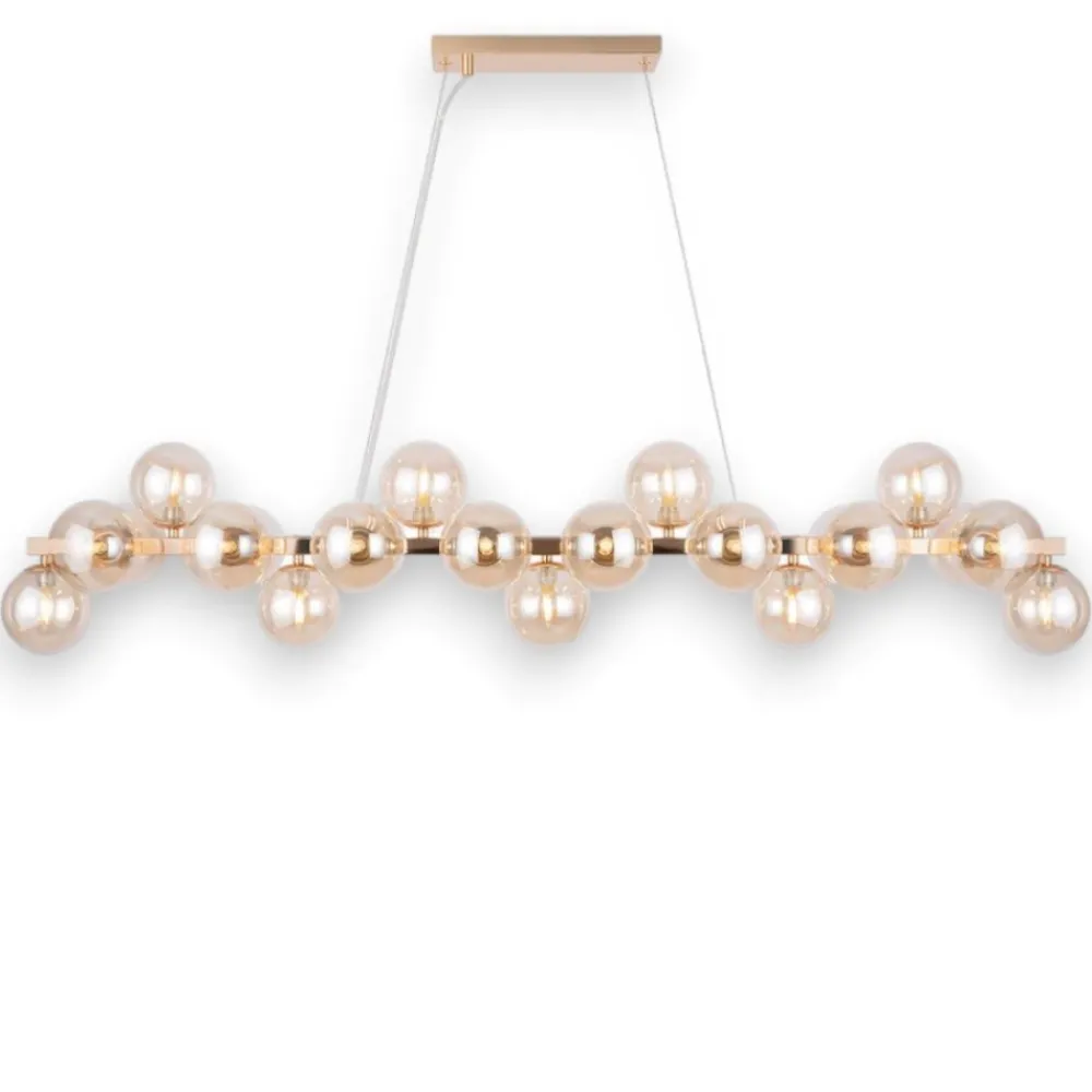 Lampadari Moderni-Maytoni lampadario dallas per soggiorno oro sfere di vetro ambra