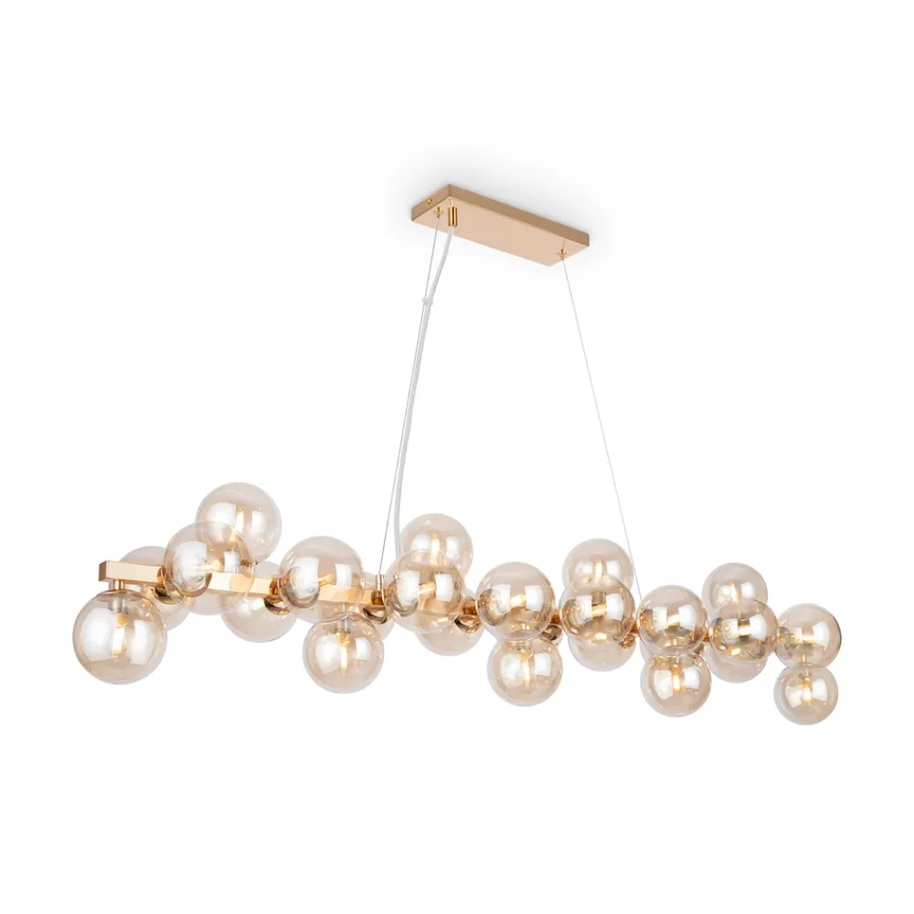 Lampadari Moderni-Maytoni lampadario dallas per soggiorno oro sfere di vetro ambra