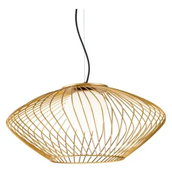 Lampadari Moderni-Maytoni lampadario design metallo oro per soggiorno plec
