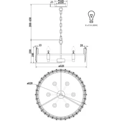 Lampadario Camera Da Letto-Maytoni lampadario elegante sei luci vetro oro per camera da letto