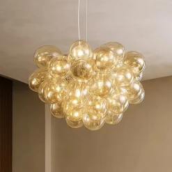 Lampadari Moderni-Maytoni lampadario grappolo balbo vetri ambra trasparenti per soggiorno