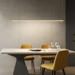 Lampadari Moderni-Maytoni lampadario halo led moderno orizzontale per tavolo cilindro oro