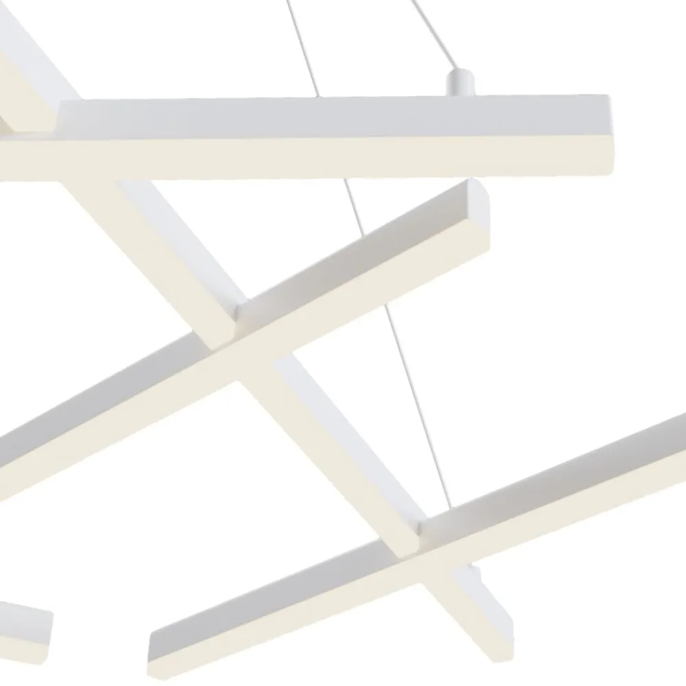 Lampadari Moderni-Maytoni lampadario line bianco led 75w 3000k per tavolo soggiorno moderno