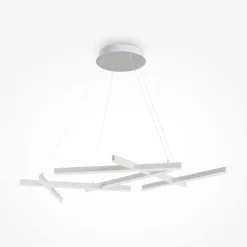 Lampadari Moderni-Maytoni lampadario line bianco led 75w 3000k per tavolo soggiorno moderno