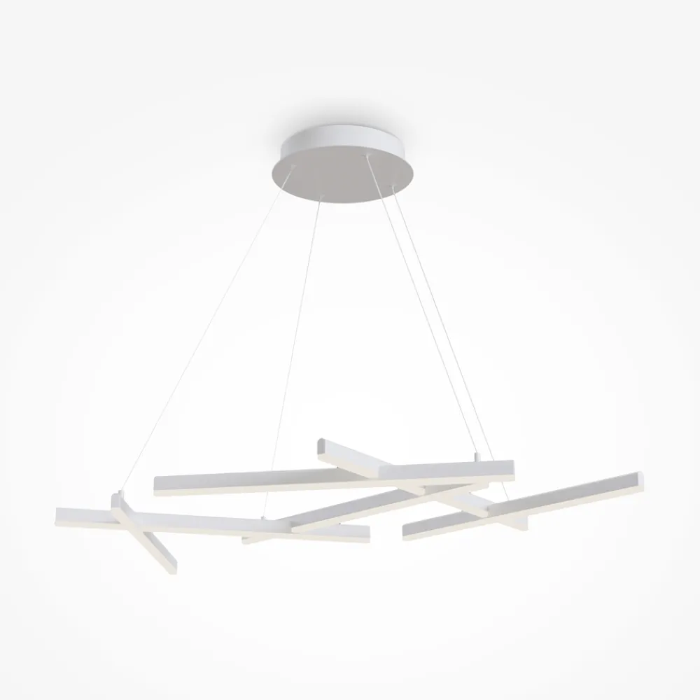 Lampadari Moderni-Maytoni lampadario line bianco led 75w 3000k per tavolo soggiorno moderno