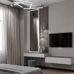 Lampadari Moderni-Maytoni lampadario line bianco led 75w 3000k per tavolo soggiorno moderno