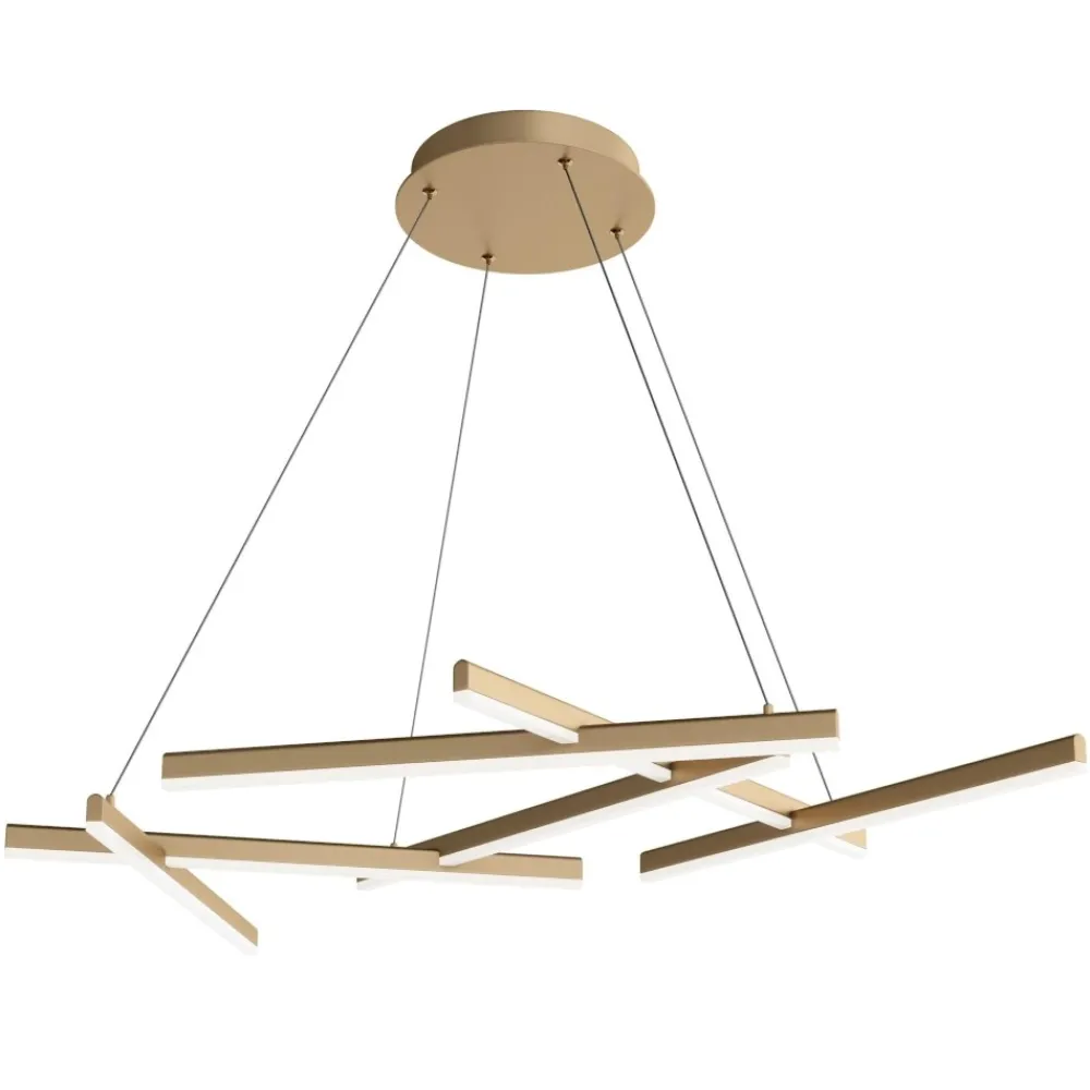 Lampadari Moderni-Maytoni lampadario line tagli di luce oro moderno led 75w 3000k per soggiorno