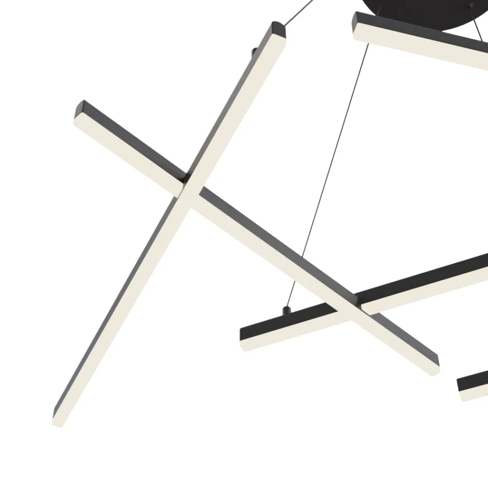 Lampadari Moderni-Maytoni lampadario line tagli di luce moderno led 75w 3000k nero per soggiorno