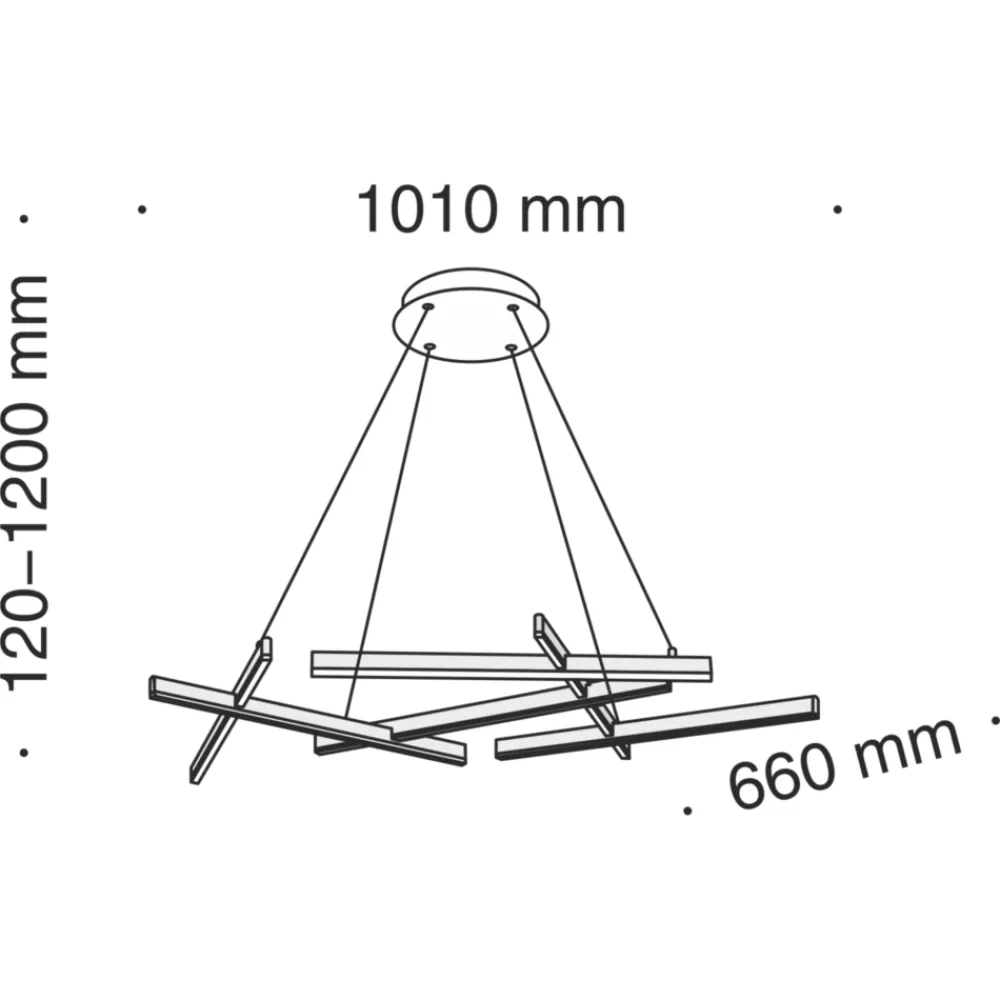 Lampadari Moderni-Maytoni lampadario line tagli di luce moderno led 75w 3000k nero per soggiorno