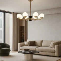 Lampadari Moderni-Maytoni lampadario marble per soggiorno elegante nero oro ottone