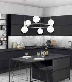 Lampadari Cucina-Maytoni lampadario ring per cucina moderna bianco sfere vetro bianco