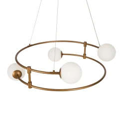 Lampadario Camera Da Letto-Maytoni lampadario ring per camera da letto oro sfere vetro bianco