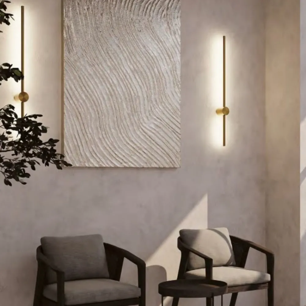 Applique Da Parete-Maytoni light stick applique lunga bacchetta led oro ottone 10w 3000k moderna