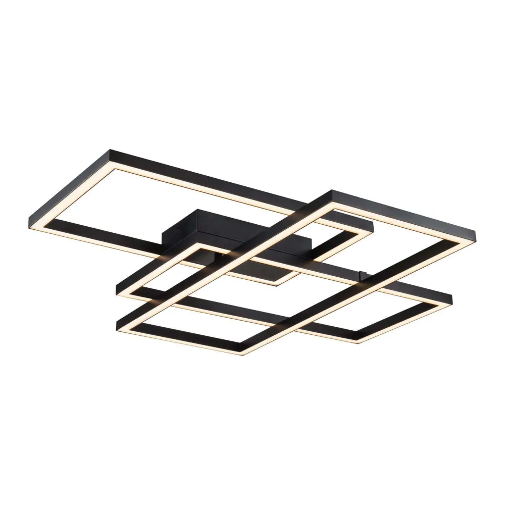 Plafoniere Moderne-Maytoni line plafoniere led 80w 3000k geometrica rettangoli nera per soggiorno