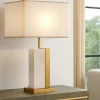 Lampade Da Tavolo-Maytoni lume lampada da tavolo per salone marmo bianco finitura oro