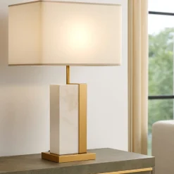 Lampade Da Tavolo-Maytoni lume lampada da tavolo per salone marmo bianco finitura oro