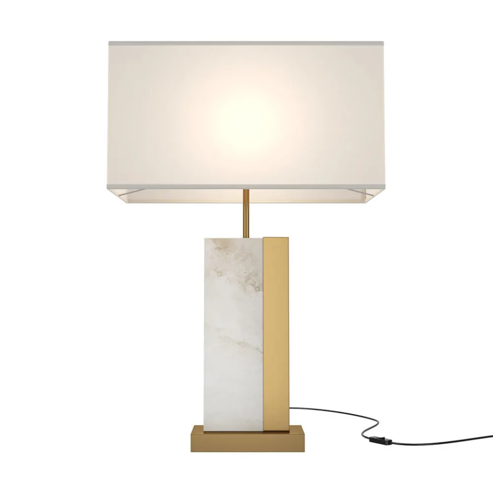 Lampade Da Tavolo-Maytoni lume lampada da tavolo per salone marmo bianco finitura oro
