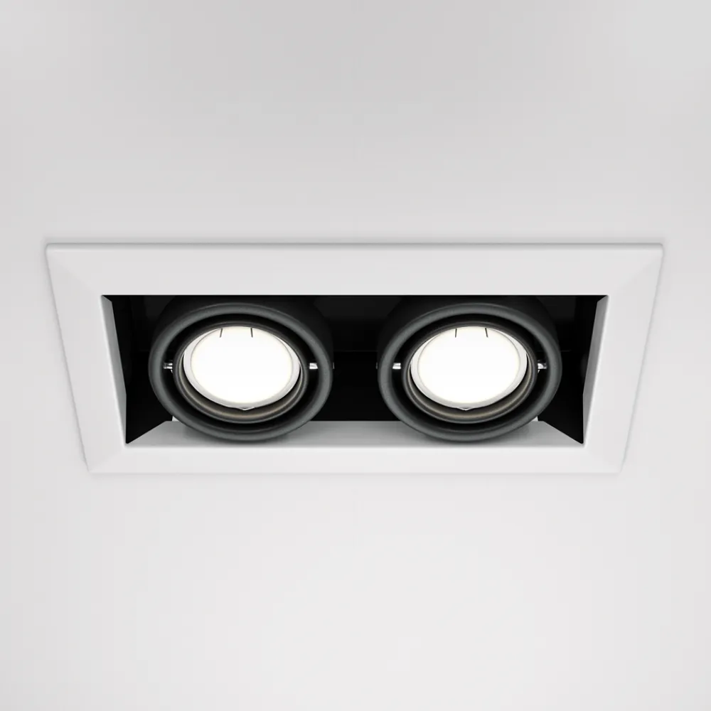 Faretti Da Incasso-Maytoni metal modern faretto da incasso soffitto bianco 2 luci orientabili