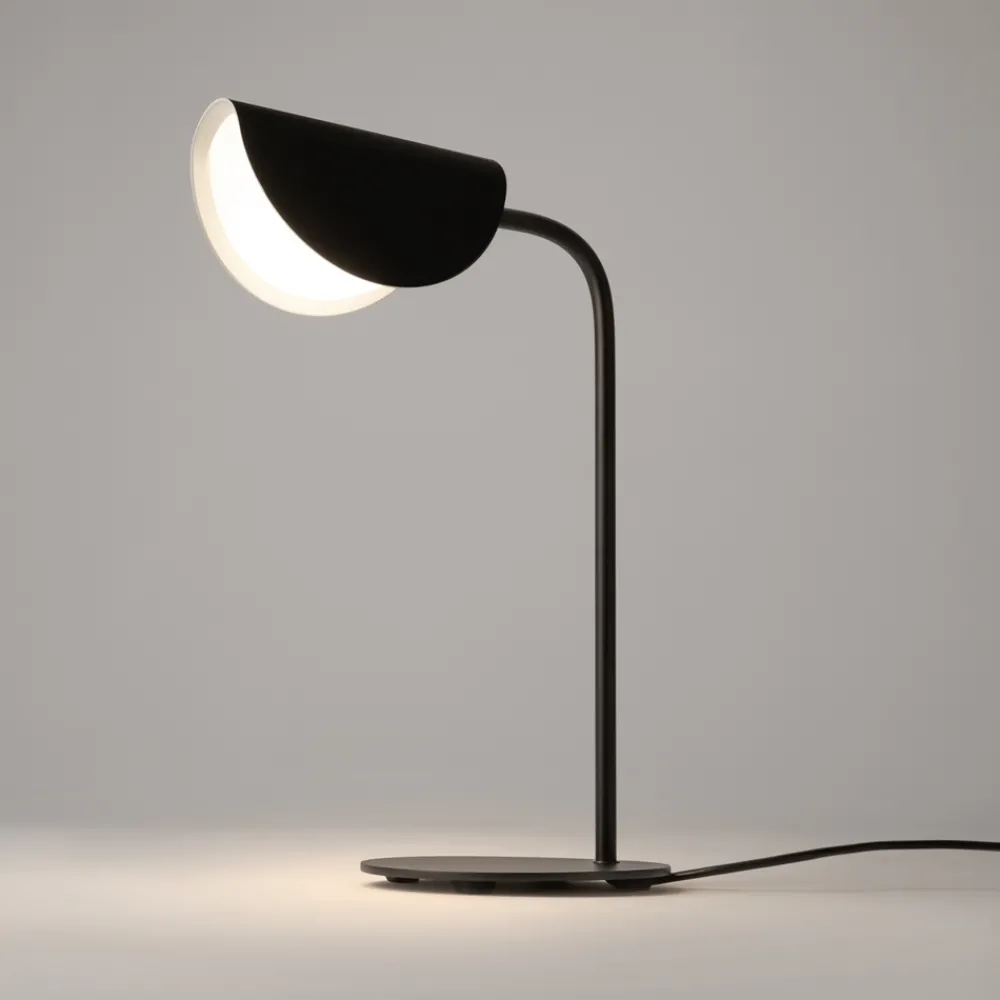 Lampade Da Tavolo-Maytoni mollis lampada da tavolo moderna nera paralume semicircolare