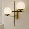 Applique Da Parete-Maytoni nostalgia applique da parete nero oro 2 luci sfere vetro per soggiorno