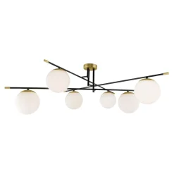 Plafoniere Moderne-Maytoni plafoniera nostalgia oro nero per soggiorno sfere vetro bianco
