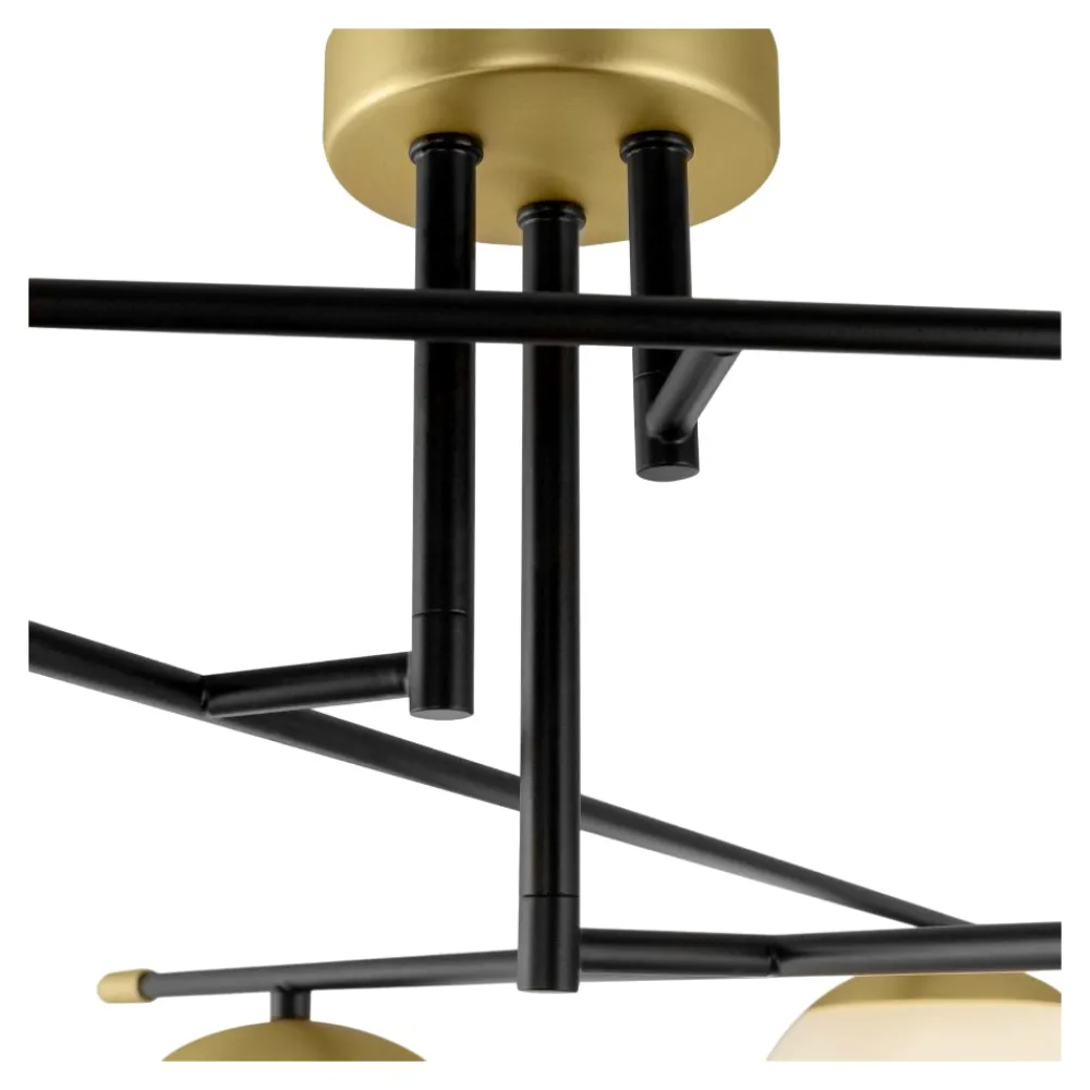 Plafoniere Moderne-Maytoni plafoniera nostalgia oro nero per soggiorno sfere vetro bianco