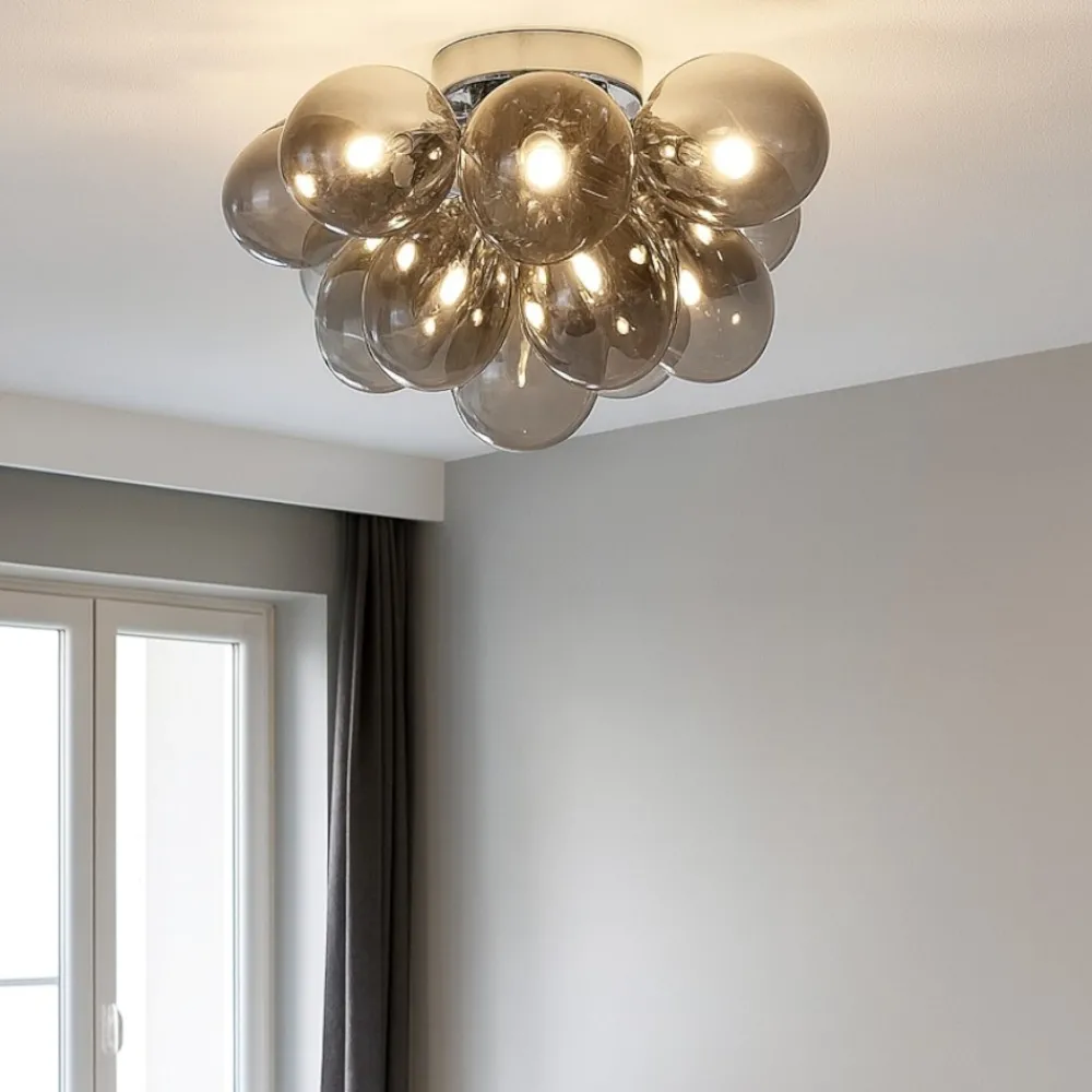 Plafoniere Moderne-Maytoni plafoniera per cucina moderna balbo grappolo vetri fume trasparenti