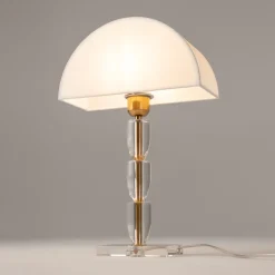 Lampade Da Tavolo-Maytoni prima lampada per tavolo soggiorno oro ottone paralume mezza luna