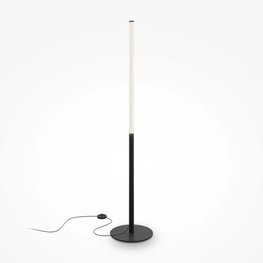 Lampade Da Terra-Maytoni ray lampada da terra moderna led 3000k nera cilindrica