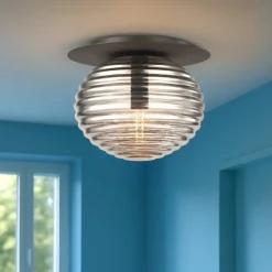 Plafoniere Moderne-Maytoni reels plafoniera moderna sfera in vetro rigato