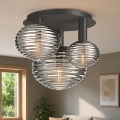Plafoniere Moderne-Maytoni reels plafoniera moderna in vetro rigato