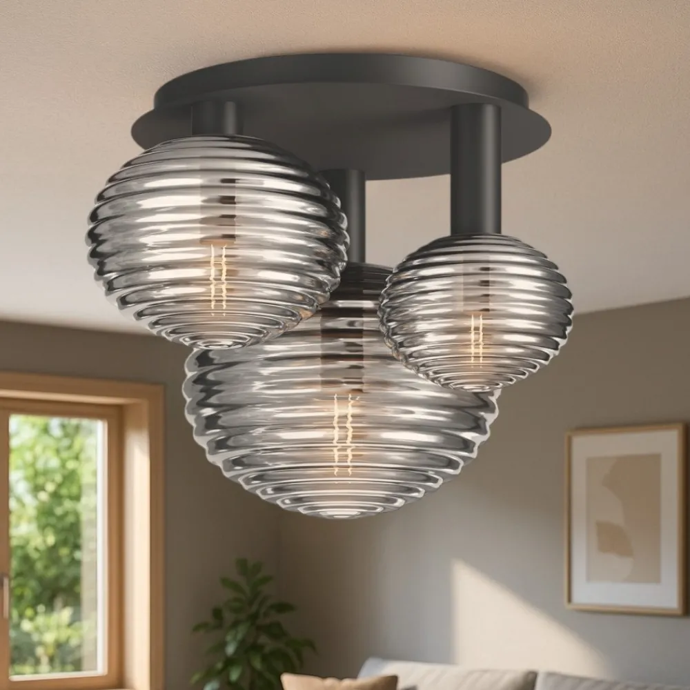Plafoniere Moderne-Maytoni reels plafoniera moderna in vetro rigato