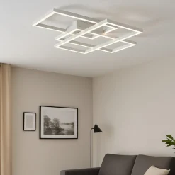 Plafoniere Moderne-Maytoni rida bianca plafoniera led 80w 3000k moderna per soggiorno