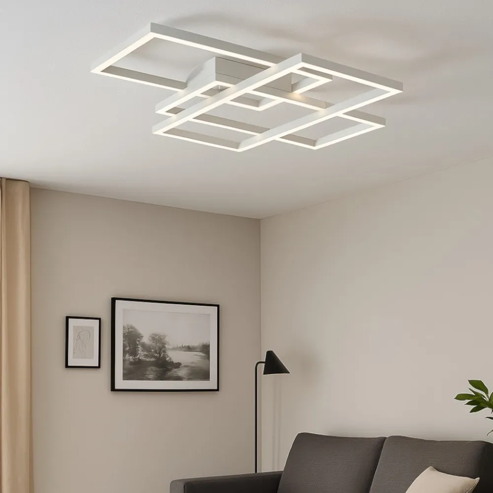 Plafoniere Moderne-Maytoni rida bianca plafoniera led 80w 3000k moderna per soggiorno