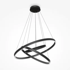Lampadari Moderni-Maytoni rim lampadario moderno nero circolare led 4000k