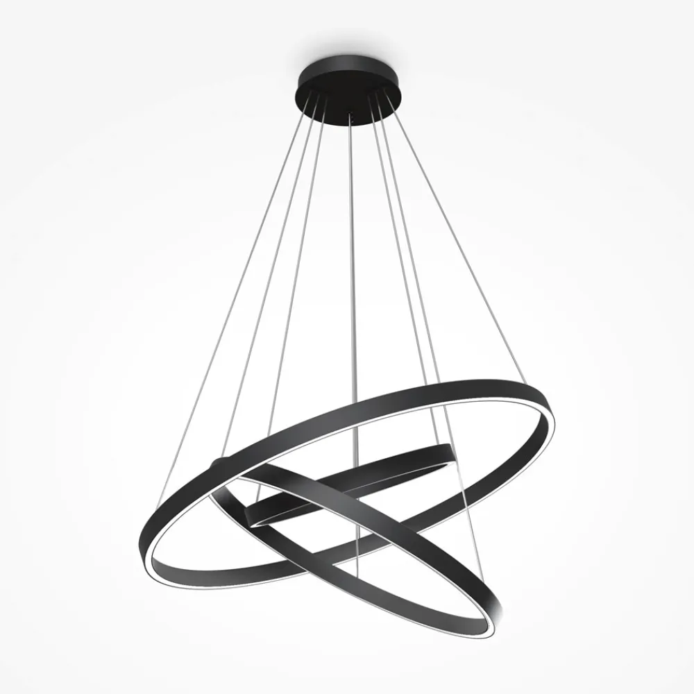 Lampadari Moderni-Maytoni rim lampadario moderno nero circolare led 4000k