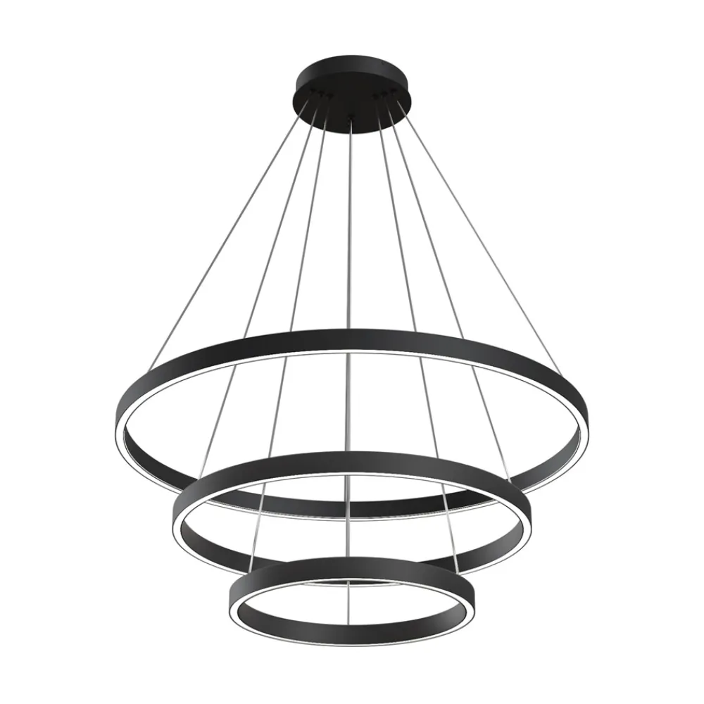 Lampadari Moderni-Maytoni rim lampadario moderno nero circolare led 4000k