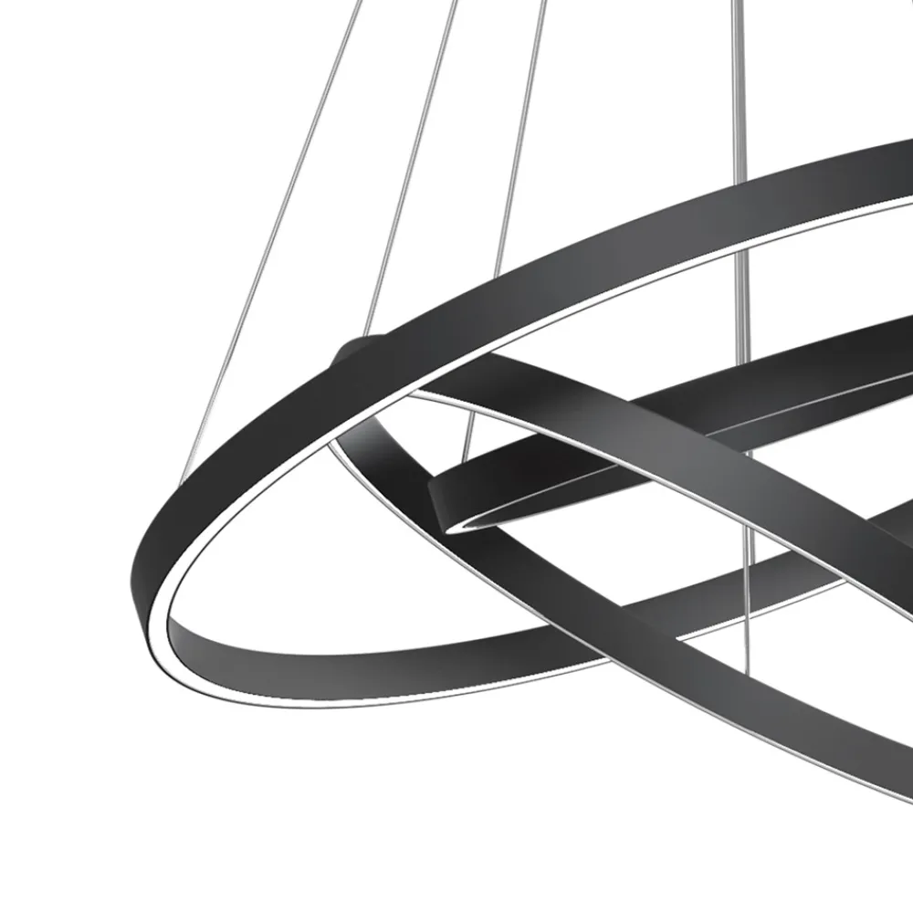 Lampadari Moderni-Maytoni rim lampadario moderno nero circolare led 4000k