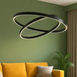 Lampadari Moderni-Maytoni rim lampadario moderno nero con 2 cerchi led 3000k