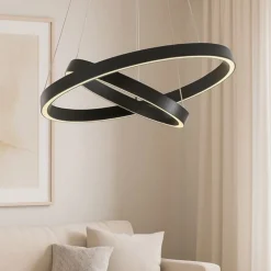 Lampadari Moderni-Maytoni rim lampadario moderno nero circolare led 3000k