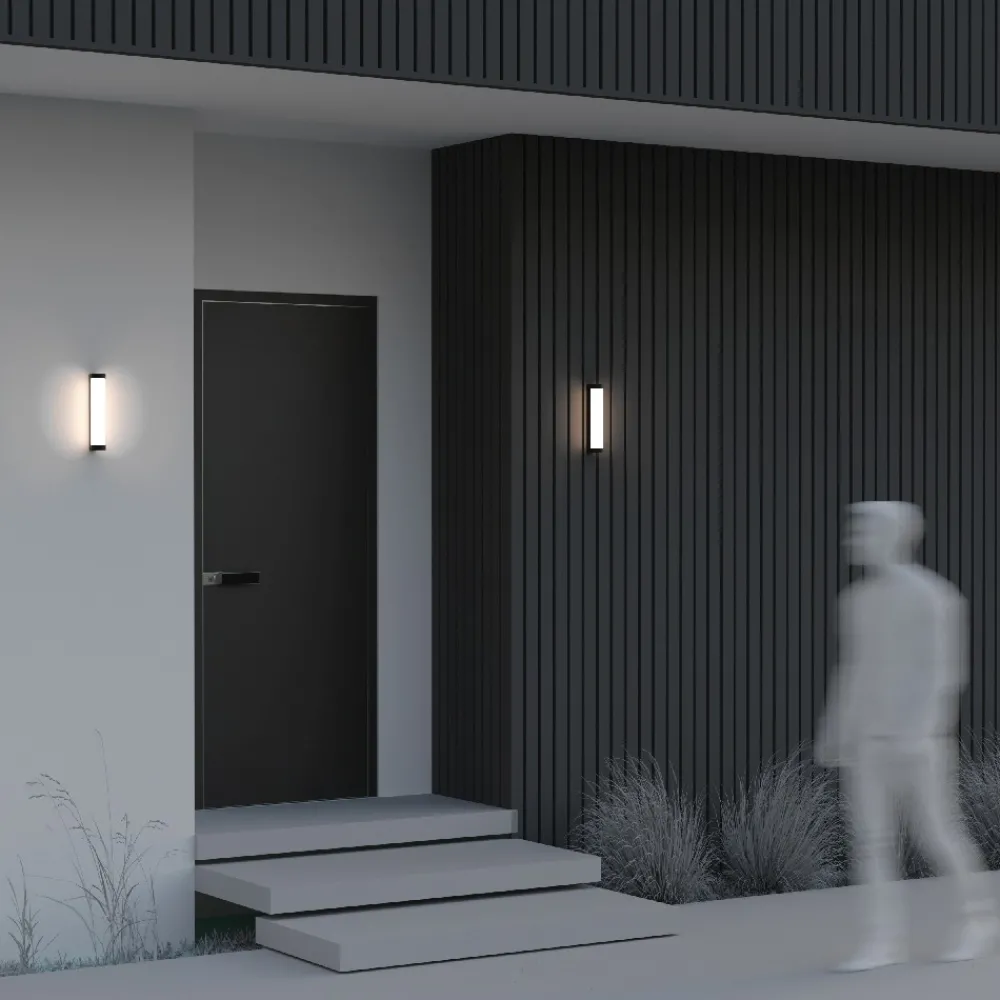 Applique Da Esterno-Maytoni rounge applique da esterno nero led 3000k ip54 moderno