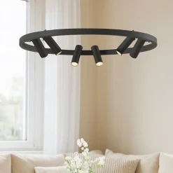 Lampadari Moderni-Maytoni satellite lampadario moderno nero con 6 luci led 3000k orientabili