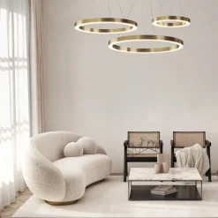 Lampadari Moderni-Maytoni saturno lampadario moderno circolare per salotto led 3500k