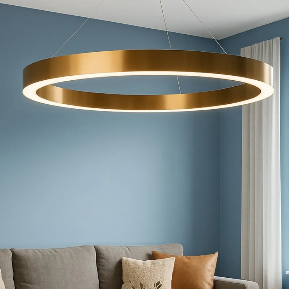 Lampadari Moderni-Maytoni saturno lampadario moderno tondo colore oro led 3500k