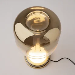 Lampade Da Tavolo-Maytoni spirito lampada da tavolo per salone vetro fume' oro led 18w 3000k dimmerabile
