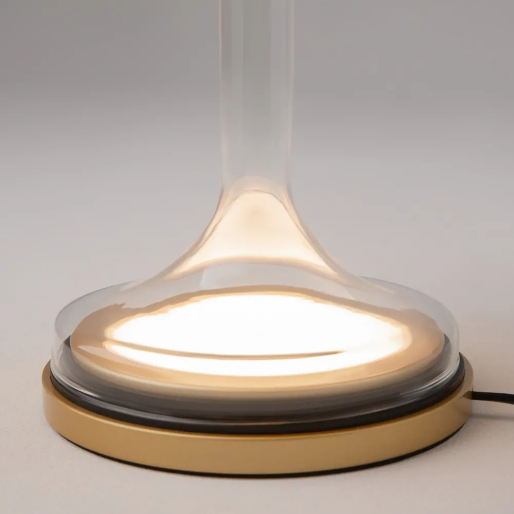 Lampade Da Tavolo-Maytoni spirito lampada da tavolo per salone vetro fume' oro led 18w 3000k dimmerabile