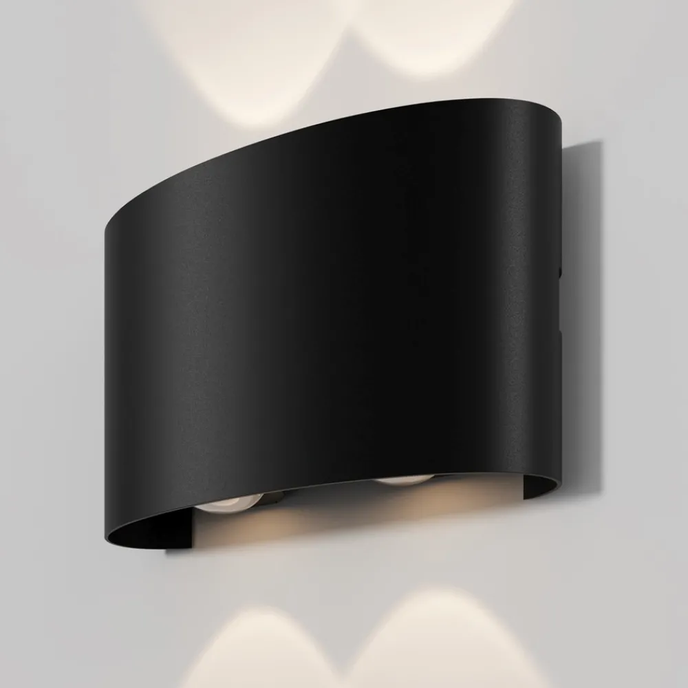 Applique Da Esterno-Maytoni strato applique da esterno led 4w 3000k ip54 nero moderno