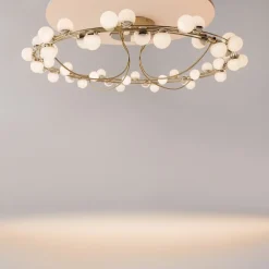Plafoniere Moderne-Maytoni tessara plafoniera moderna colore oro con sfere led 3000k
