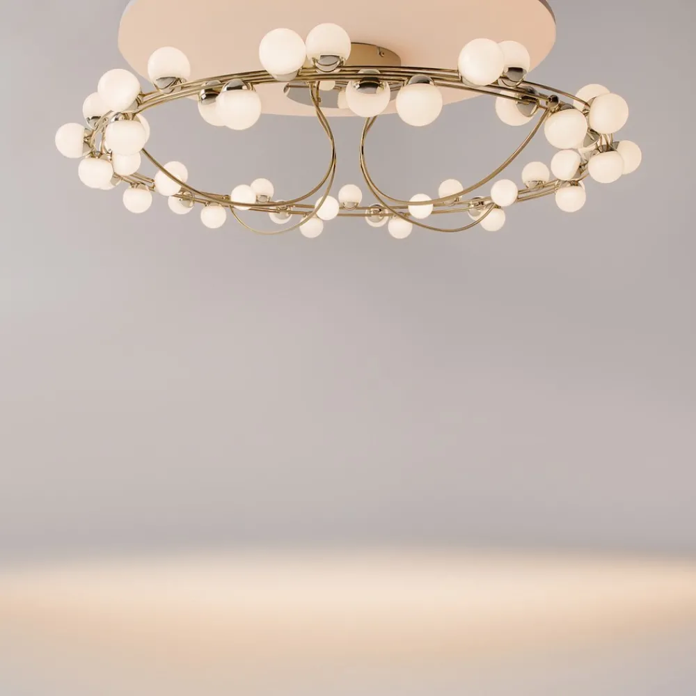 Plafoniere Moderne-Maytoni tessara plafoniera moderna colore oro con sfere led 3000k